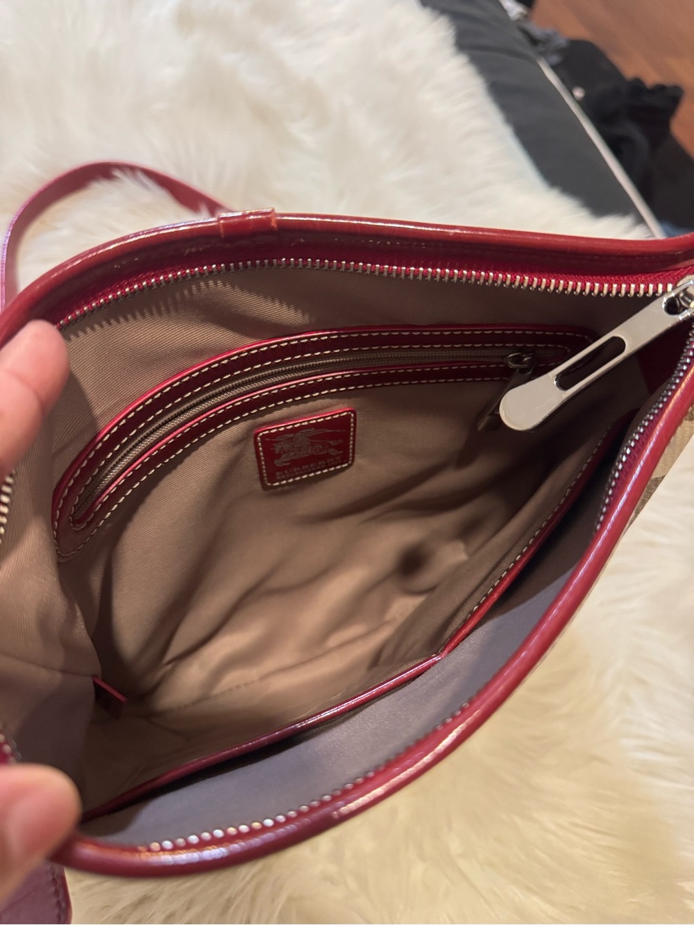 Burberry Red Plaid canvas Crossbody Shoulder Bag - Picture 5 of 8